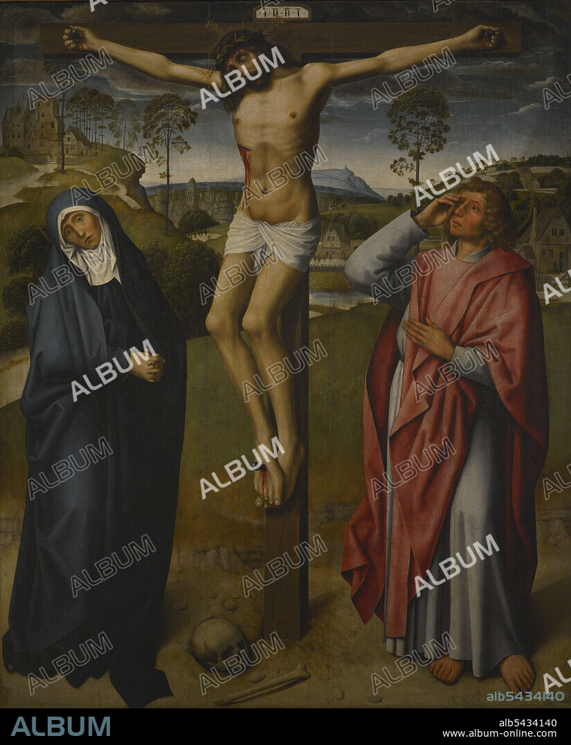 COLOGNE SCHOOL. 15TH-16TH CENTURIES.. Escuela de Colonia (hacia 1500). Alemania. Retablo. Anverso. Panel central con la representación del Calvario. Museo Nacional de Arte Antiguo. Lisboa. Portugal.