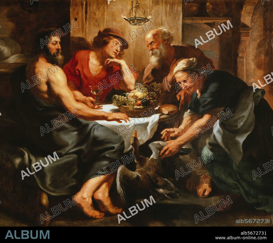 PETER PAUL RUBENS. Rubens, Peter Paul 1577-1640. Workshop of. "Jupiter and Mercury with Philemon and Baucis", c. 1620/25. Oil on canvas, 153.5 × 187cm. Vienna, Kunsthistorisches Museum.