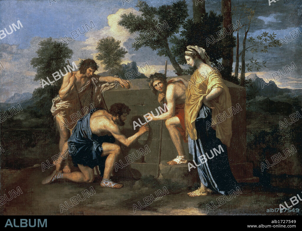 NICOLAS POUSSIN. FRANCIA. POUSSIN, Nicolas (Villers,1594-Roma,1665). Pintor francés, precursor en algunos aspectos del neoclasicismo pictórico. "LOS PASTORES DE LA ARCADIA"o"ET IN ARCADIA EGO". Segunda versión. (1637-1638). Oleo sobre tela (0,85 x 1,21 m). Museo del Louvre. París. Francia.