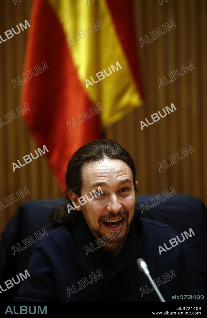 Madrid, 02/16/2016. Pablo Iglesias chairs the meeting of the Podemos group in the Congress of Deputies. Photo: Oscar del Pozo ARCHDC.