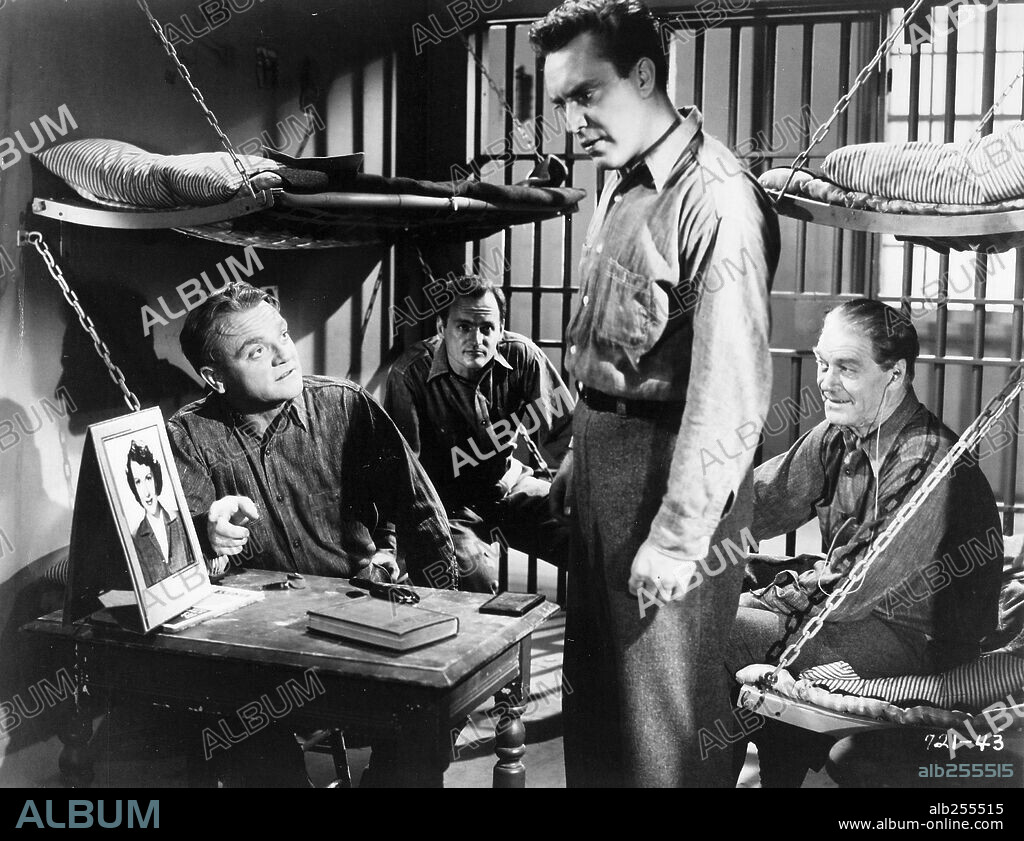 EDMOND O'BRIEN, G. PAT COLLINS, JAMES CAGNEY and ROBERT OSTERLOH in WHITE HEAT, 1949, directed by RAOUL WALSH. Copyright WARNER BROTHERS.