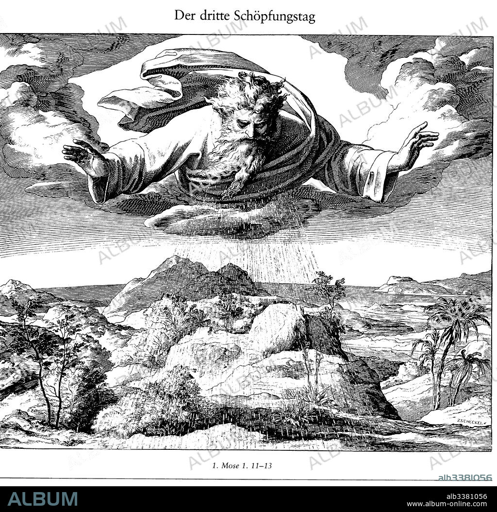 JULIUS SCHNORR VON CAROLSFELD. The Third Day of Creation (From Die Bibel in Bildern).