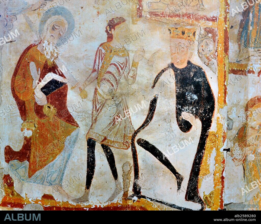 Martyrdom of St James, end of 12th century, Fresco, Saint-Jacques-des-Guerets (Loir-et-Cher). This church belonged to the abbey of Saint-Georges-du-Bois (Sarthe), held by the regular canons of St Augustine.