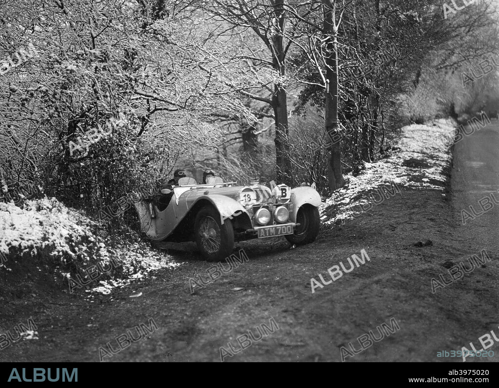 SS Jaguar 100 1936 2663 cc. Vehicle Reg. No.  ATM700.  Event Entry No: 18. Place: Unidentified  Trial. Date:.