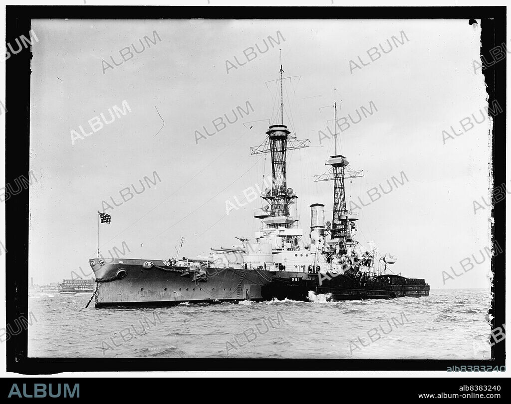 HARRIS & EWING. South Carolina class battleship, either South Carolina or Michigan, the first American dreadnoughts.