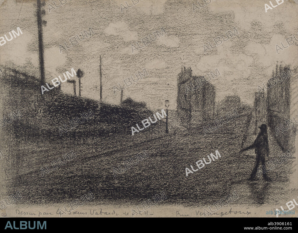 PAUL SIGNAC. Rue Vercingétorix Rue Vercingétorix. Date/Period: 1885. Conté pencil on paper. Height: 210 mm (8.26 in); Width: 310 mm (12.20 in).