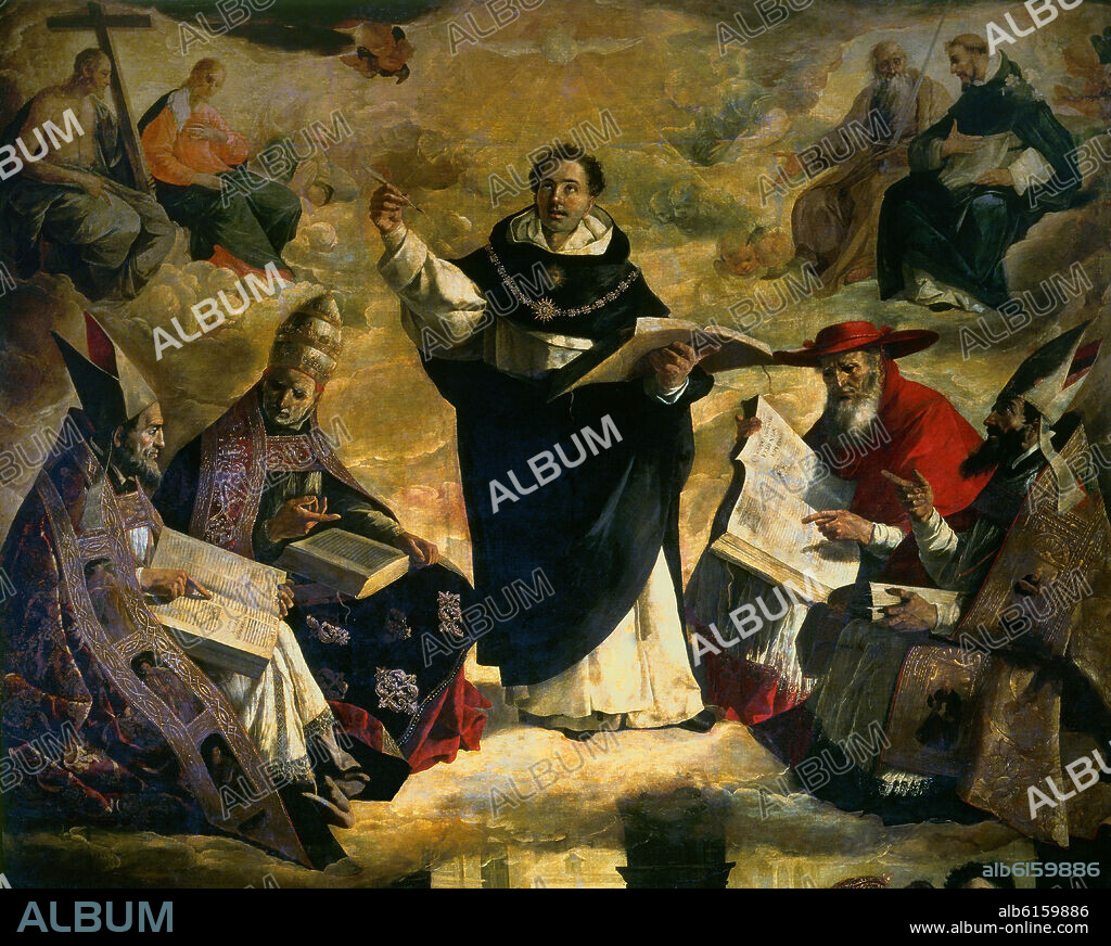 FRANCISCO DE ZURBARAN. APOTEOSIS DE SANTO DE TOMAS DE AQUINO - DET - 1631 - O/L 480x379 - BARROCO ESPAÑOL.