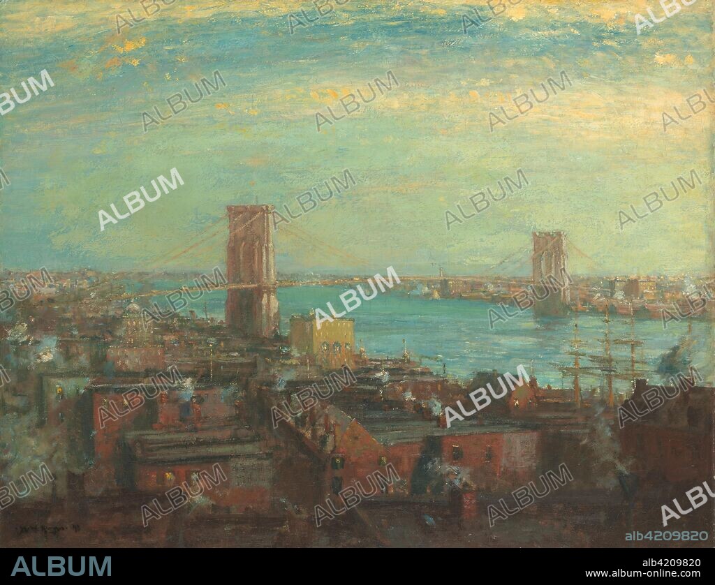 Brooklyn Bridge. Henry Ward Ranger; American, 1858-1916. Date: 1899. Dimensions: 72.4 × 91.8 cm (28 1/2 × 36 1/8 in.). Oil on canvas. Origin: United States.