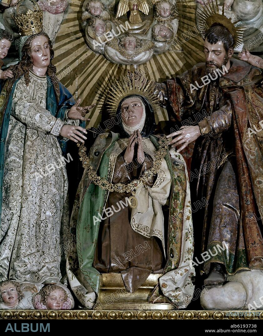 GREGORIO FERNANDEZ. RETABLO MAYOR -IMAGEN DE STA TERESA - S XVII - ESCULTURA BARROCA-ESCUELA CASTELLANA- MADERA POLICROMADA.