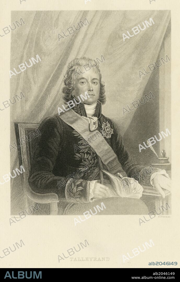 Tallyrand - engraving Charles Maurice de Talleyrand-Perigord, 1st Prince de Benevent (French: 1754-1838) was a French diplomat.
