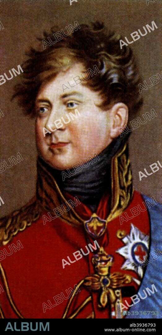 King George IV. George IV (George Augustus Frederick, 1762-1830) was king of the United Kingdom of Great Britain and Ireland and Hanover from 29 January 1820 until his death. He became prince regent in 1811, when his father, George III, became mentally unable to rule.