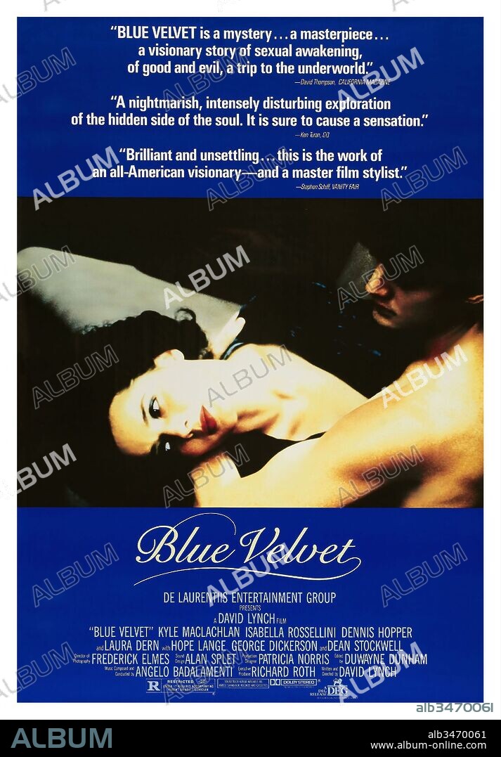 Poster de TERCIOPELO AZUL, 1986 (BLUE VELVET), dirigida por DAVID LYNCH. Copyright DE LAURENTIS ENTERTAINMENT GROUP.