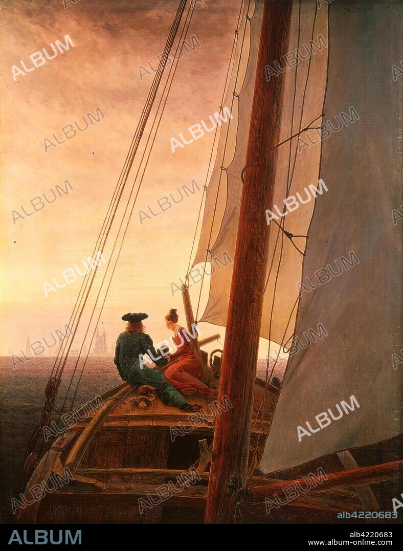 CASPAR DAVID FRIEDRICH. 'On a Sailing Ship'. Germany, Between 1818 and 1820. Dimensions: 71x56 cm.