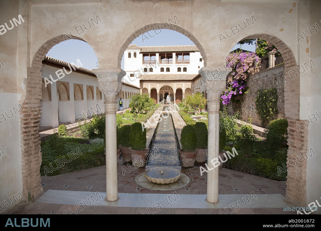 Generalife Palace was the summer palace and country estate of the Nasrid Sultans of Granada. The palace and gardens were built during the reign of Muhammad III (1302-1309) and redecorated by the king Abu I-Walid Isma'il (1313-1324). Throughout the Christian period the complex was remodeled several times. The complex consists of the Patio de la Acequia (Court of the Water Channel), which has a long pool framed by flowerbeds, fountains, colonnades and pavilions. The palace was declared World Heritage Site by UNESCO in 1984.