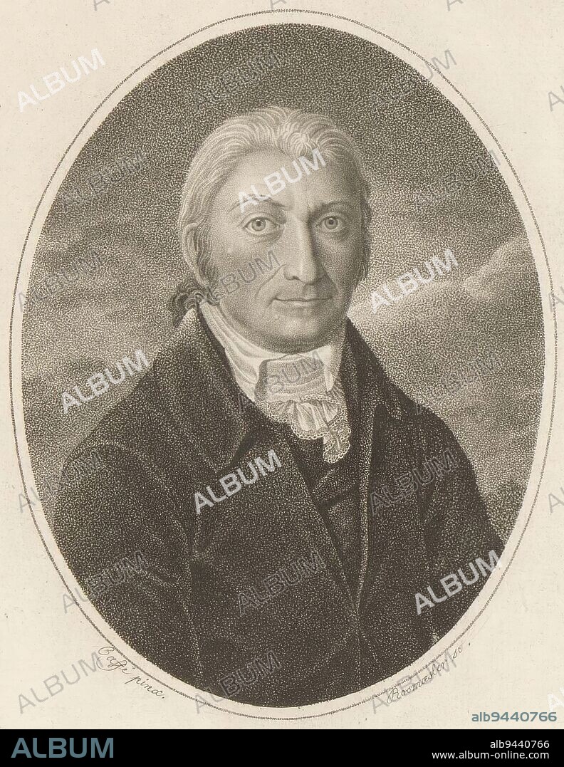 Portrait of Christian Friedrich Sintenis, Friedrich Rossmässler, after Caffé, 1785 - 1858, print maker: Friedrich Rossmässler, (mentioned on object), after: Caffé, (mentioned on object), 1785 - 1858, paper, h 193 mm - w 125 mm.