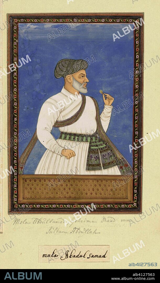 Portrait of Mulla Abd al-Samad, who has been secretary (dabir) of Sultan Abdullah. Draughtsman: anonymous. Dating: c. 1686. Place: Golkonda. Measurements: h 203 mm × w 140 mm.