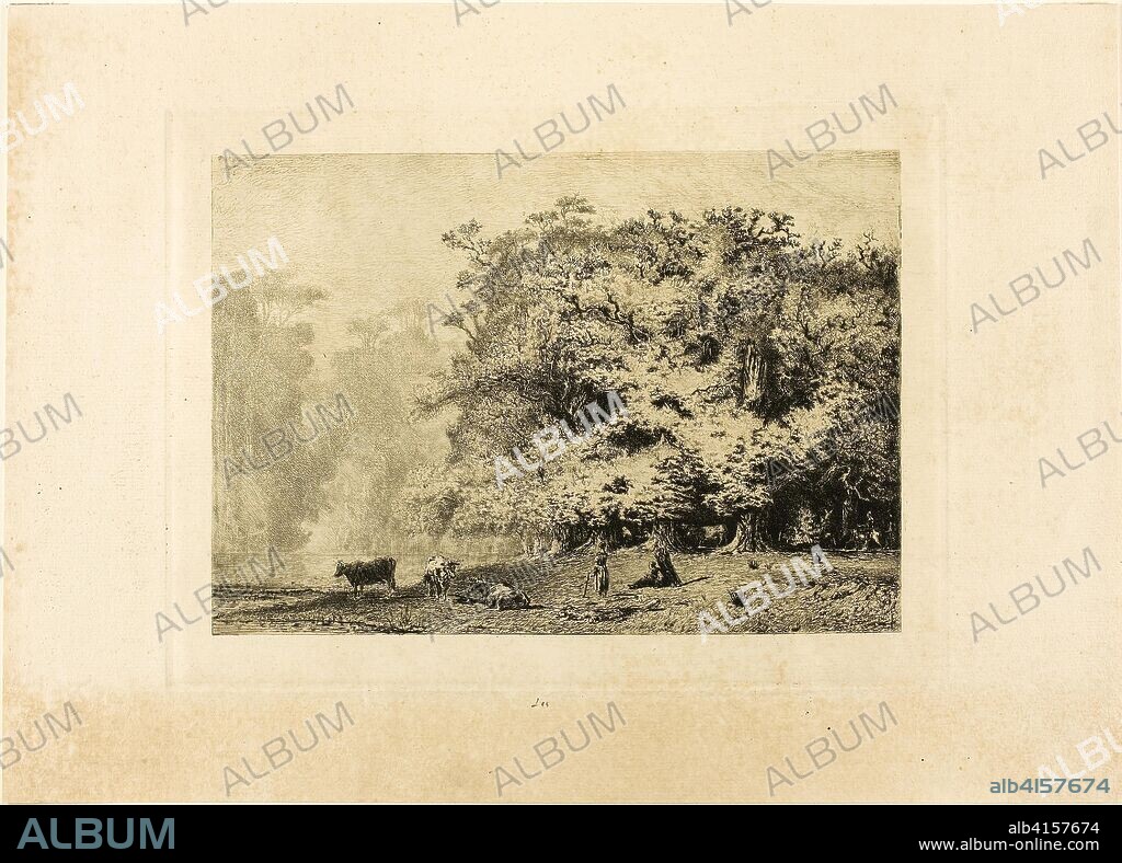 Near Fontainebleau. Paul Huet; French, 1803-1869. Date: 1866. Dimensions: 194 × 277 mm (plate); 323 × 451 mm (sheet). Etching on buff laid paper. Origin: France.