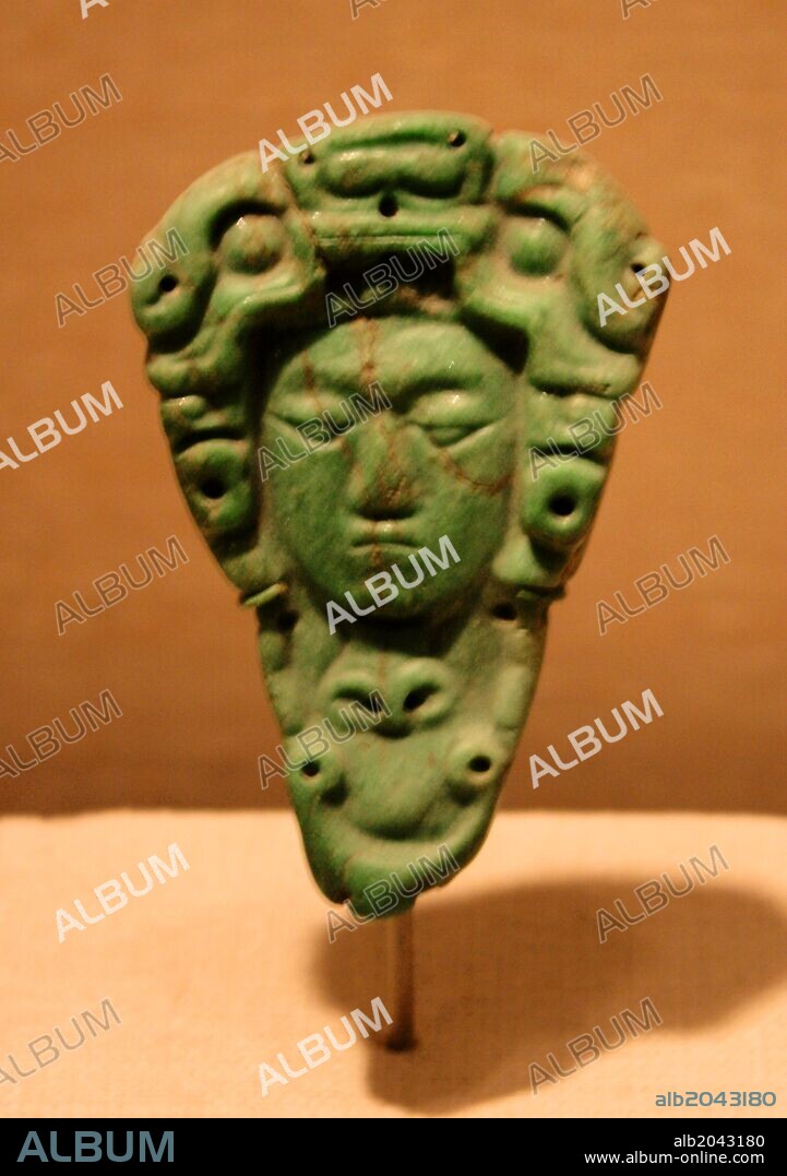 Head Pendant. Mexico or Guatemala; Maya 5th-6th century. Jade.