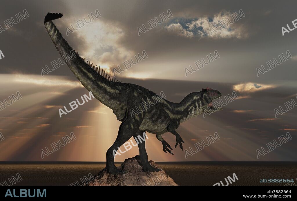A carnivorous Allosaurus dinosaur from Earth's Jurassic period.