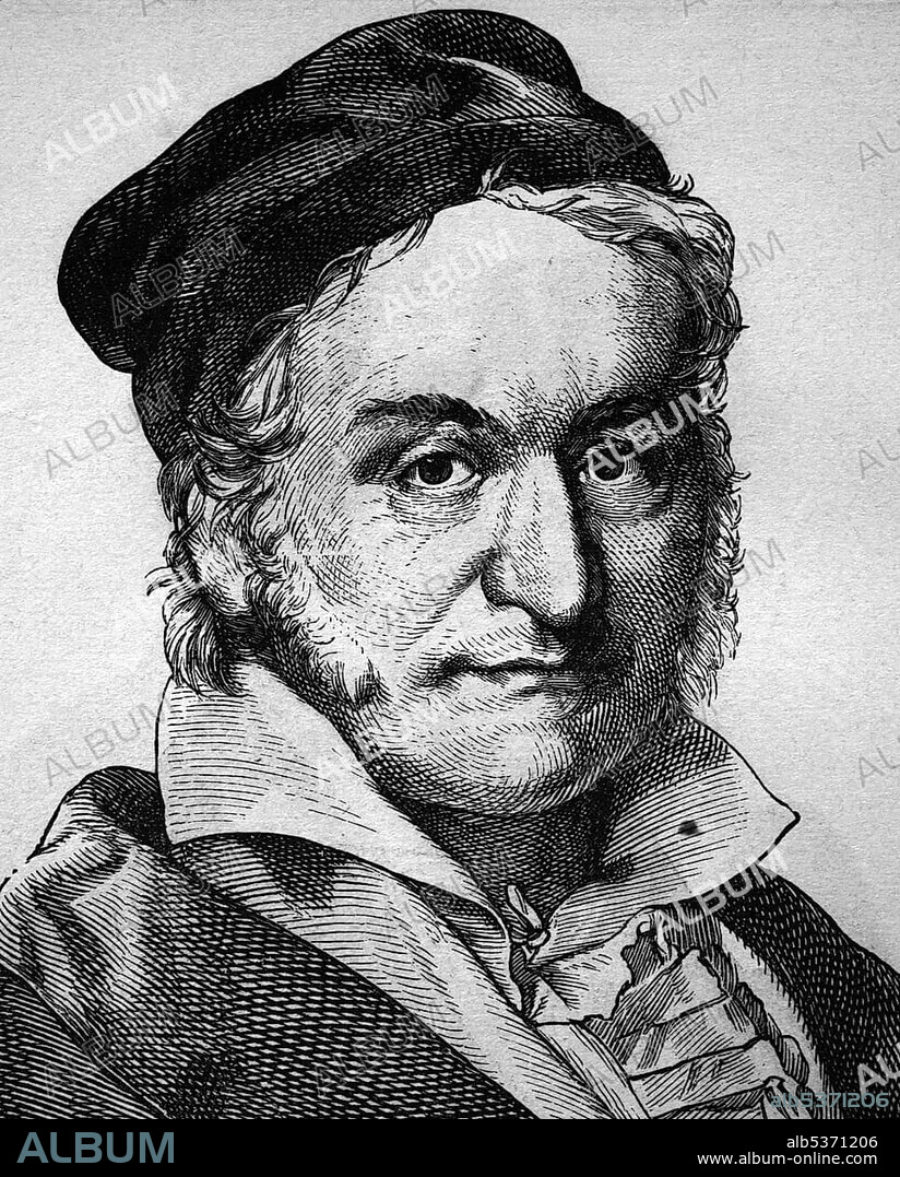Karl Friedrich Gauss, 1777 - 1855, mathematician, physicist and astronomer, portrait, historical illustration, 1880