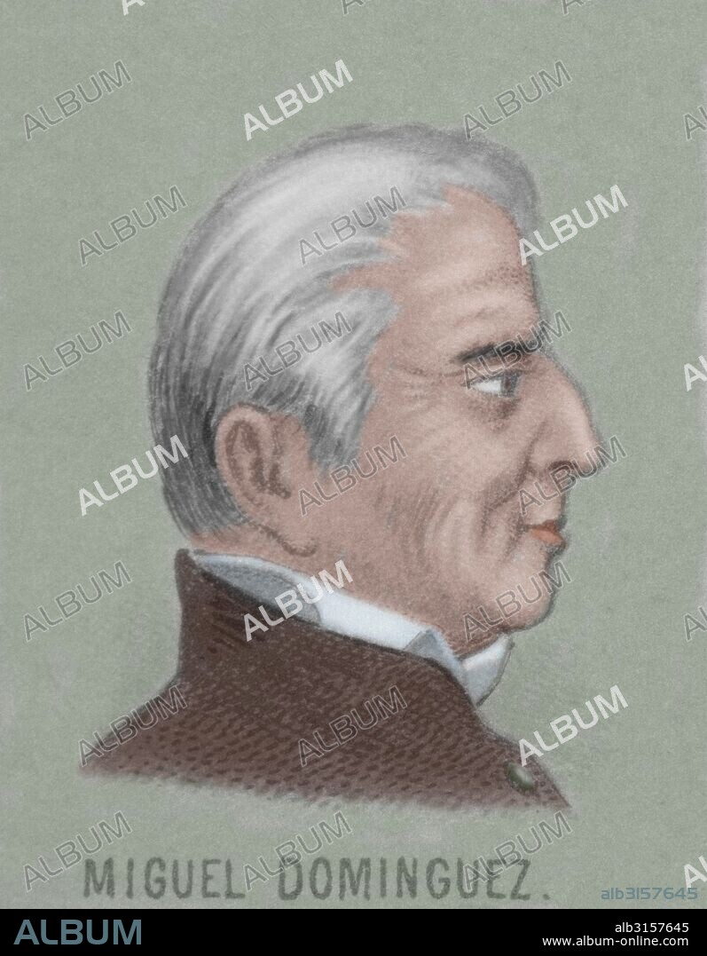 DOMINGUEZ ALEMAN, Miguel (México D. F.1756-México D.F.,1830). Patriota mexicano. En 1802 fue nombrado corregidor de Querétaro por el virrey Marquina. En 1808 invitó al ayuntamiento de México a reunirse en Querétaro para formar la Junta General de Gobierno del Virreinato. En 1823 formó parte del poder ejecutivo. Retrato en el "Atlas pintoresco e Histórico de los Estados Unidos de México" (1885) .