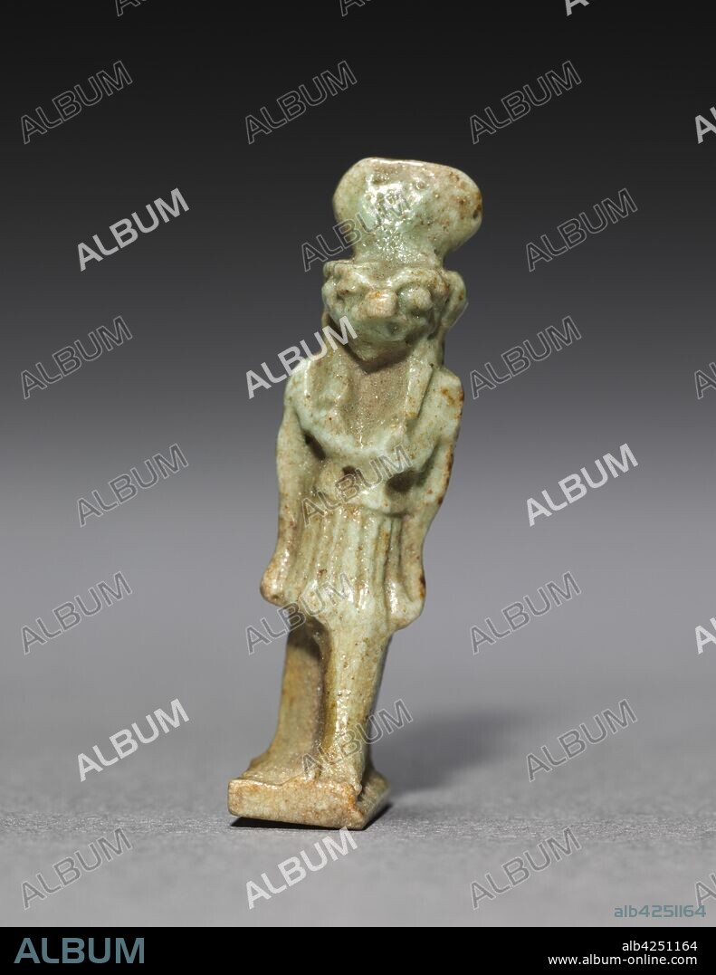 Amulet of Ra-Horakhty (?), 380-30 BC. Egypt, Dynasty 30 to Ptolemaic Dynasty. Gray green faience; overall: 3.1 cm (1 1/4 in.).