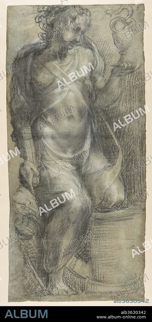 Saint John the Evangelist (recto; Cartoon for a Fresco); Saint Mark (verso; Cartoon for a Fresco). Artist: Francesco Salviati (Francesco de' Rossi) (Italian, Florence 1510-1563 Rome). Dimensions: Overall: 20 7/16 x 9 5/8 in. (51.9 x 24.4 cm). Date: 1548-49.
This rare, bold, and large drawing was a preparatory cartoon (full-scale drawing), for a fresco painting of 1548-49 in the cappella del Pallio, a small private chapel of the Cardinal Alessandro Farnese (1520-1589) in the Palazzo della Cancelleria in Rome. It is a design for St. John the Evangelist, painted on the underside of the main arch over the altar of the chapel, and is the only surviving cartoon by Salviati. The artist posed the deeply expressive male figure in a relief-like plane, with an elegant contrapposto (the turning of the body and its limbs in counterpoints of form), to create suggestive profile and frontal views that enhance the visual power of the image. The drawing is executed with very dynamic contrasts of finish and unfinish, in which the charcoal is at times seamlessly blended for polished, highly luminous effects, while at other times the bold strokes of the charcoal applied in parallel and cross-hatching are left evident for expressive effects. As a final step, Salviati traced the outlines of the figure with a fine metal point, a quicker way to transfer the design onto the plaster fresco surface, than the technique of pricking and pouncing the outlines with a sharp point. A sixteenth-century collector annotated the sheet at lower right with Salviati's nickname: "Cichin[o] Salviati."
(Carmen C. Bambach).
