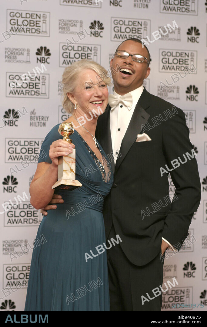 Jan 15, 2007; Beverly Hills, CA, USA; Golden Globes 2007: TERRENCE HOWARD and HELEN MIRREN with the award for 'Best Actress in a Motion Picture-Drama' in the pressroom at the 64th Annual Golden Globe Awards, held at the Beverly Hilton Hotel. Mandatory Credit: Photo by David Wakeling / ZUMA Press. (©) Copyright 2007 by Fotos International. 15/01/2007