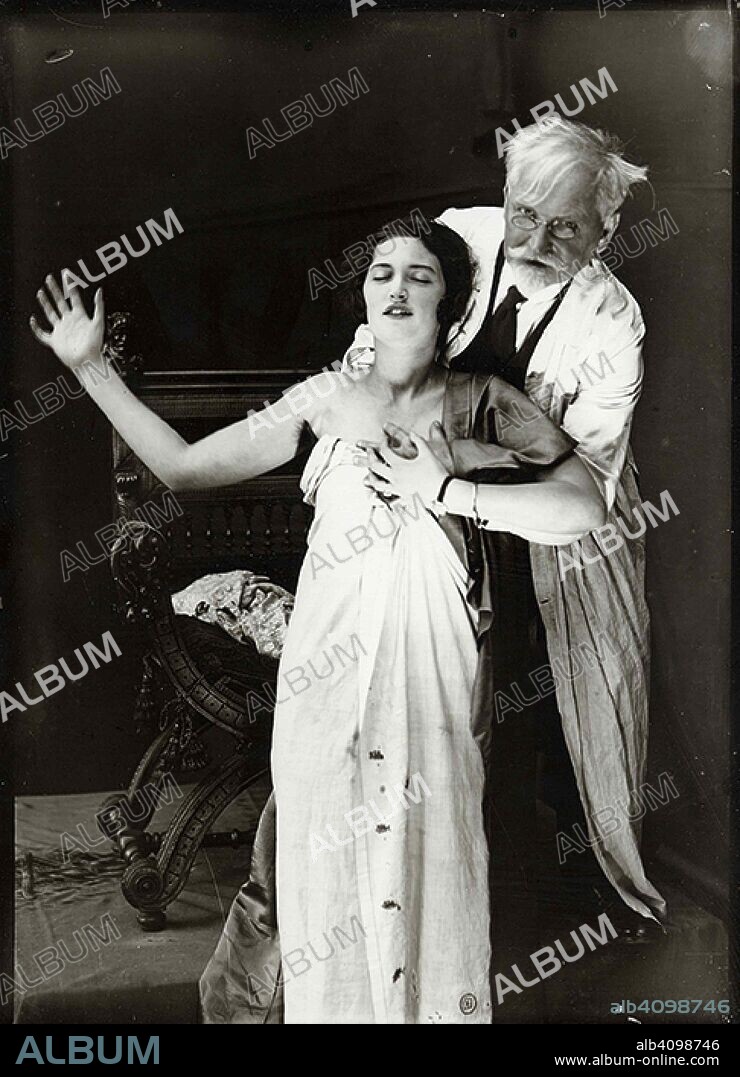 ANONYMOUS. Alphonse Mucha and Jaroslava posing for poster DeForest Phonofilm.