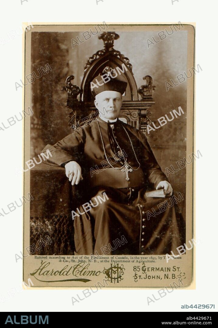 Rt. Rev. John Sweeney, D.D, Bishop of St. John, N. B. Three-quarter length seated cabinet portrait, in clerical dress.