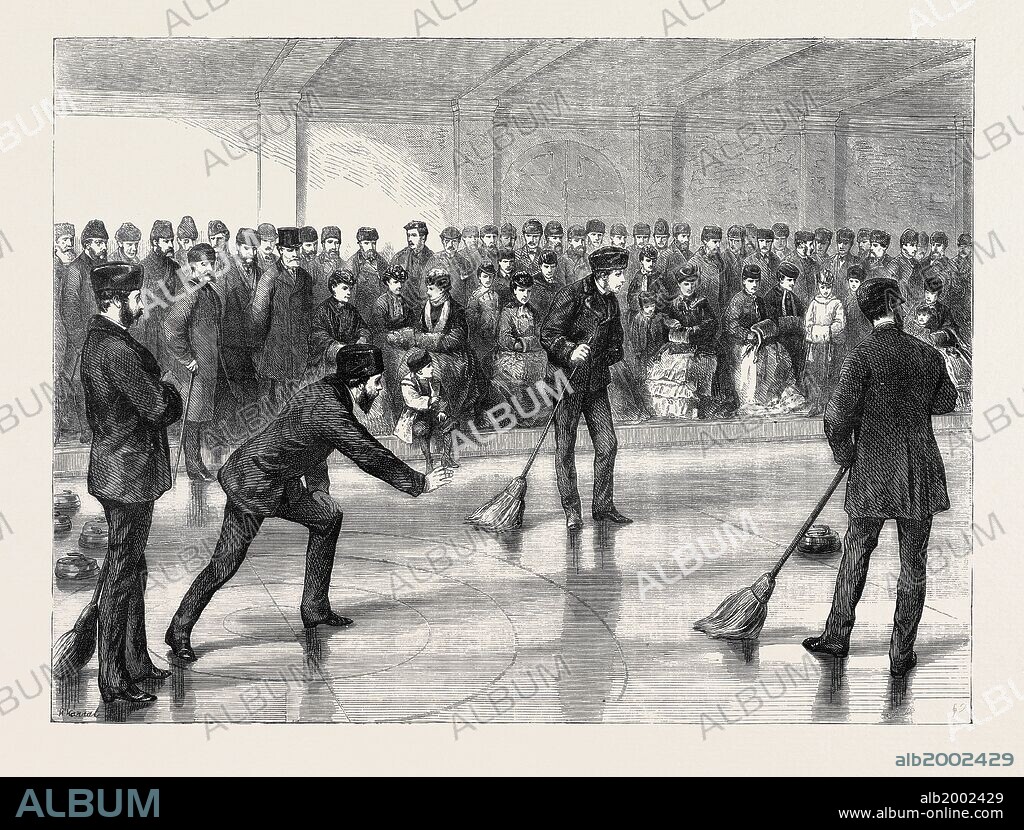 PRINCE ARTHUR OPENING THE CALEDONIA CURLING RINK AT MONTREAL, CANADA, 1870.