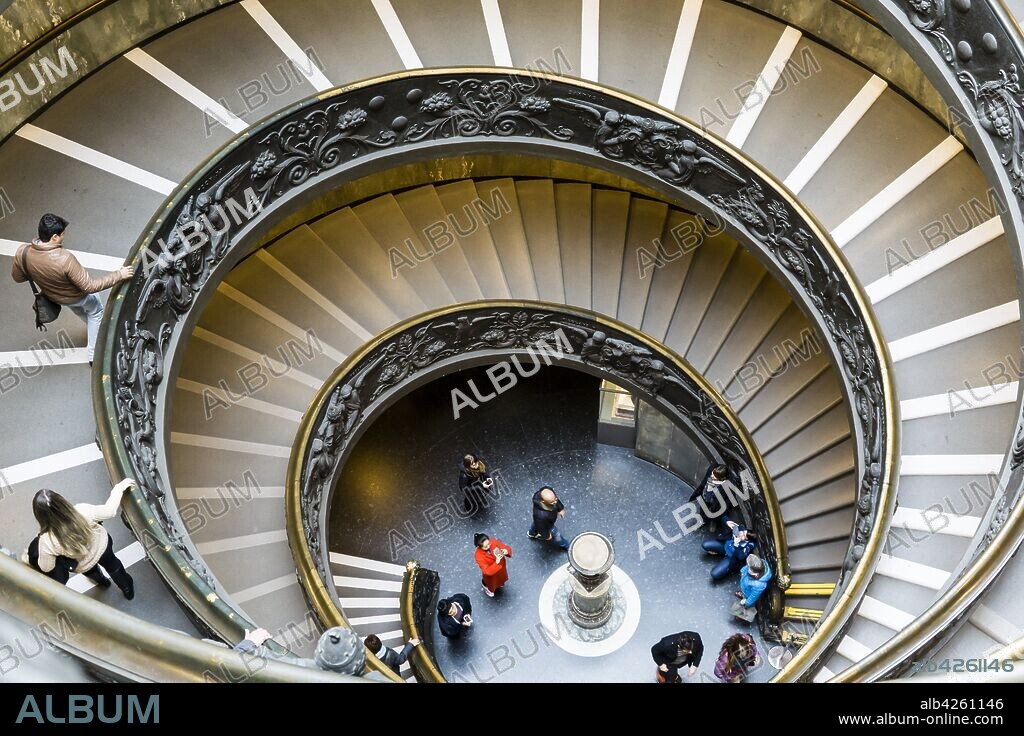 Staircase of the Vatican museum (1932-Giusseppe Momo), Vatican City, Rome, Italy.