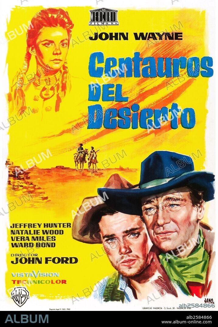 Poster of THE SEARCHERS, 1956, directed by JOHN FORD. Copyright WARNER BROTHERS.