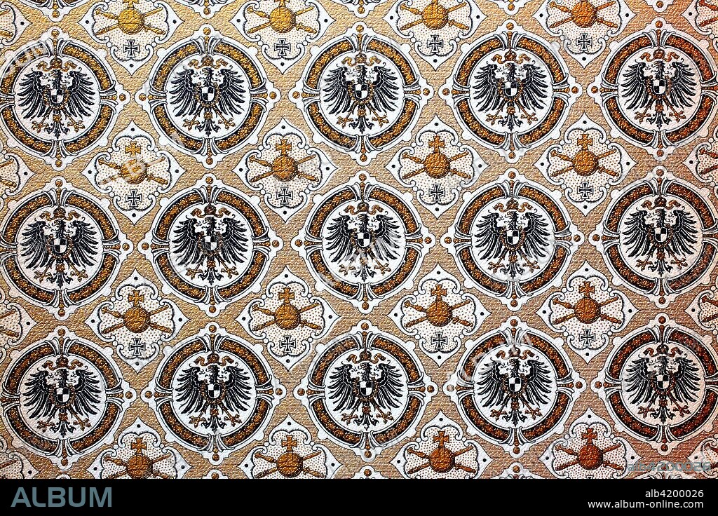 Background, texture with the German Reichsadler, Imperial Eagle, Reichsadler, official design 1888 - 1918 of the German Empire, reproduction of a woodcut from 1882, digital improved.