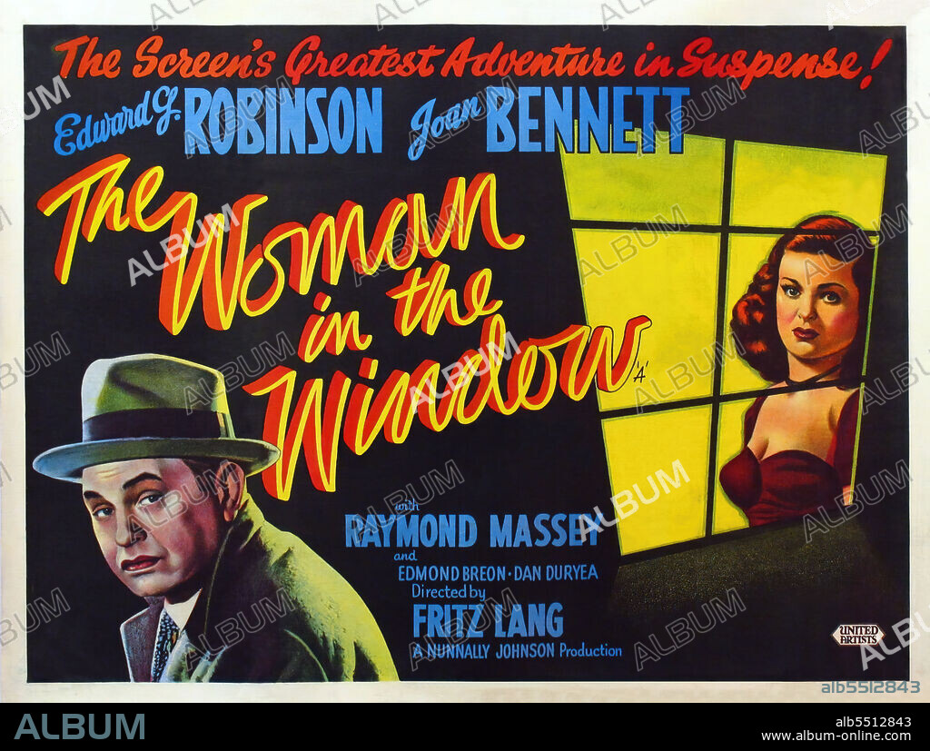 EDWARD G. ROBINSON and JOAN BENNETT in THE WOMAN IN THE WINDOW, 1944, directed by FRITZ LANG. Copyright UNIVERSAL PICTURES.
