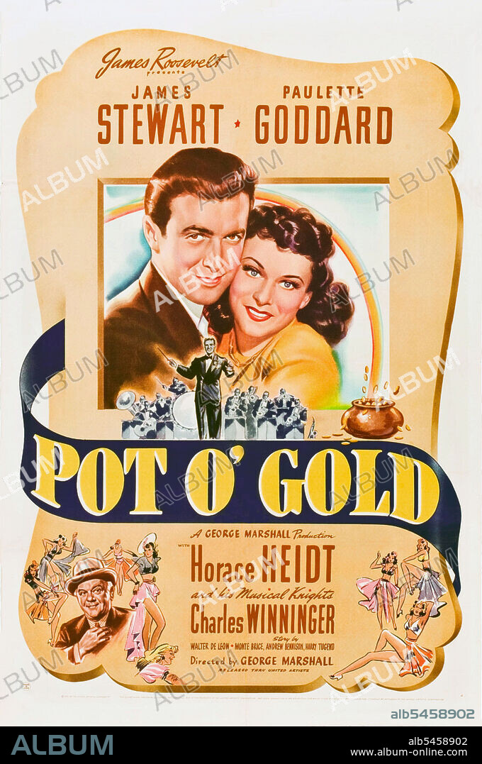 JAMES STEWART y PAULETTE GODDARD en EL ARCA DE ORO, 1941 (POT O'GOLD), dirigida por ALAN MARSHALL. Copyright UNITED ARTISTS.