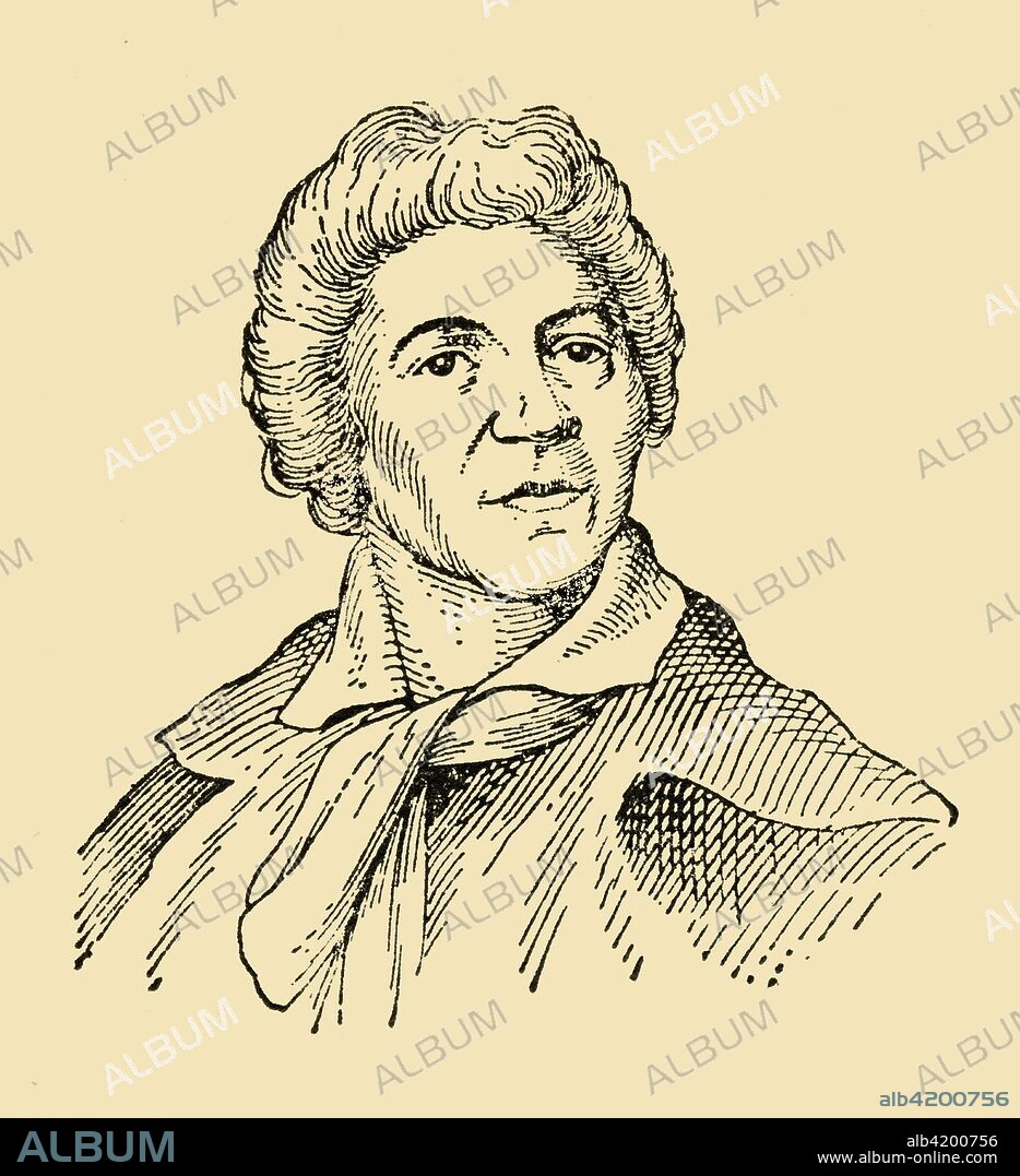 'Jean Paul Marat', (1933). Portrait of French political theorist and journalist Jean-Paul Marat (1743-1793), one of the most radical voices of the French Revolution. He was assassinated by Charlotte Corday while taking a medicinal bath for a debilitating skin condition. From "Gestalten Der Weltgeschichte", a book of cigarette-card portrait miniatures of figures in world history from the last four hundred years. [Germany, 1933].