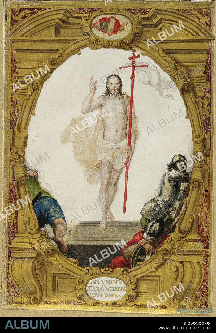 GIORGIO COLONNA. The Resurrection. Dated: c. 1560. Dimensions: sheet: 21.2 x 14.5 cm (8 3/8 x 5 11/16 in.). Medium: gouache over black chalk on vellum.