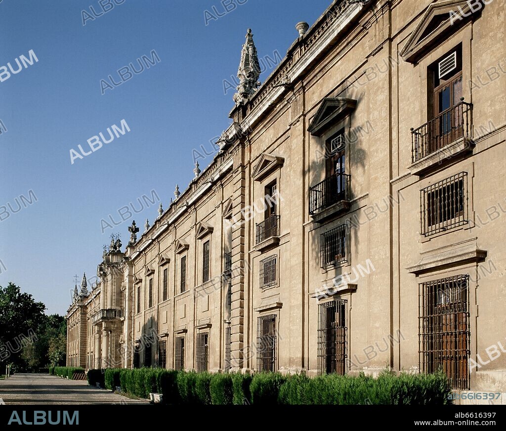 SEBASTIAN VAN DER BORCHT (1725-?). FACHADA DE LA ANTIGUA FABRICA DE TABACOS REALIZADA ENTRE 1728 Y 1771 ACTUAL SEDE DE LA UNIVERSIDAD DE SEVILLA.