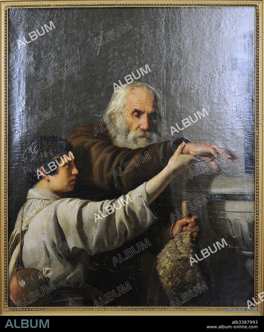 Tadeusz Gorecki (1825-1868). Pintor polaco. "Un mendigo ciego y un niño", 1843. Vilnius Picture Gallery. Vilnius (Vilna). Lituania.