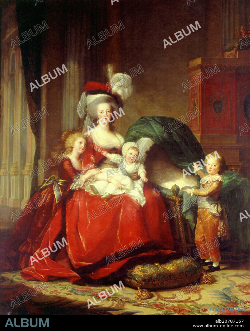 LOUISE ÉLISABETH VIGÉE LE BRUN. 'Marie-Antoinette de Lorraine-Habsbourg, Queen of France, and her children', 1787, Oil on canvas, 195 x 271 cm.