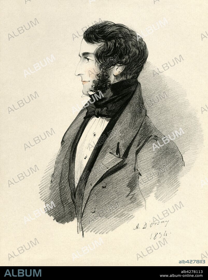 ALFRED D'ORSAY. 'Lt. Colonel John Lister', 1834. Portrait of Lieutenant Colonel John Lister of the Grenadier Guards. From "Portraits by Count D'Orsay", an album assembled by Lady Georgiana Codrington. [1850s].