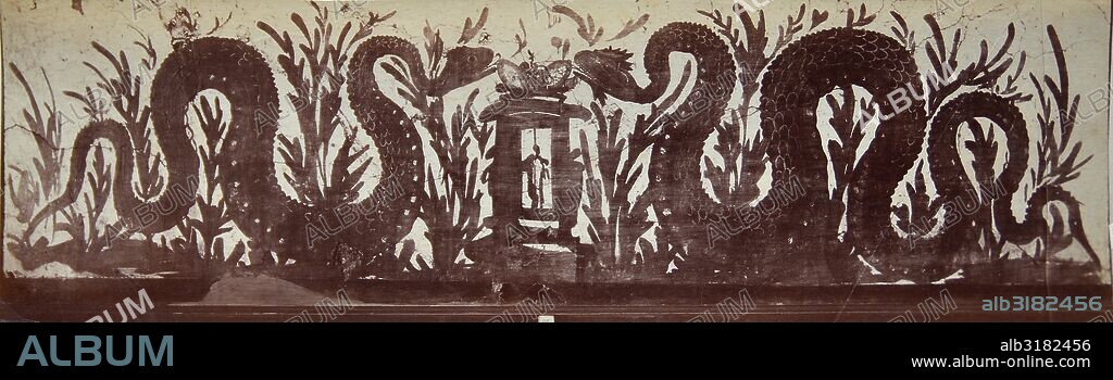 [Pompeya, pintura mural, motivo de serpientes en cenefa].
