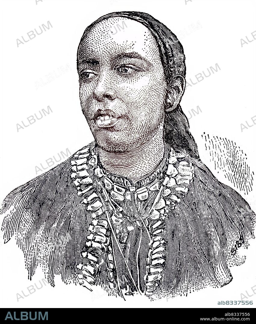 Taytu Betul, the third wife of Menelik, Emperor Menelik II GCB, 1844 - 1913, was Negus of Shewa, then Emperor of Ethiopia / Taytu Betul, die dritte Frau von Menelik, Kaiser Menelik II GCB, 1844 - 1913, war Negus von Shewa, damals Kaiser von Ñthiopien, historisch, C:CC5historical, digital improved reproduction of an original from the 19th century / digitale Reproduktion einer Originalvorlage aus dem 19. Jahrhundert, Originaldatum nicht bekannt.
