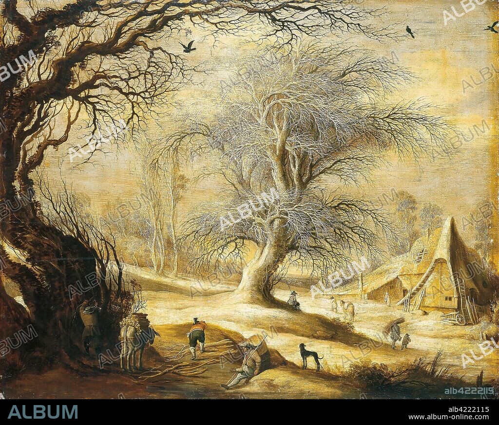 GIJSBRECHT LIJTTENS. 'Winter Landscape with Woodcutters'. Flanders. Dimensions: 71,5x89 cm.