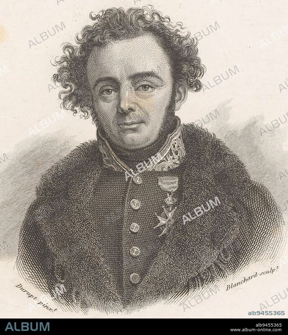 Portrait of Joseph Paul Gaimard, Auguste Thomas Marie Blanchard, after Charles-Barthélemy-Jean Durupt, 1829 - 1898, print maker: Auguste Thomas Marie Blanchard, (mentioned on object), after: Charles-Barthélemy-Jean Durupt, (mentioned on object), France, 1829 - 1898, paper, steel engraving, h 235 mm - w 146 mm.