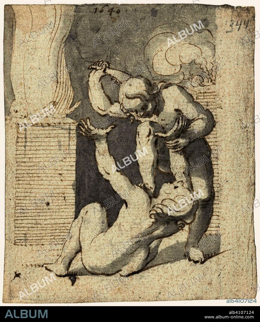 Cain defeats Abel. Draughtsman: Gerard ter Borch (I). Dating: 1640. Place: Zwolle. Measurements: h 102 mm × w 87 mm.