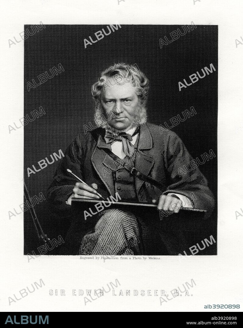 Sir Edwin Henry Landseer (1802-1873), British painter, 19th century. Landseer was well known for his paintings of animals - particularly horses, dogs and stags. The best known of Landseer's works, however, are sculptures - the lions in Trafalgar Square, London.