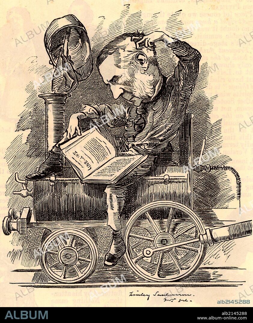 Edward William Watkin (1819-1901) English railway promoter and politician, born at Manchester. Cartoon by Edward Linley Sambourne in the Punch's Fancy Portraits series from "Punch" (London, 2 July 1881). (Photo by: Universal History Archive/UIG via Getty Images).