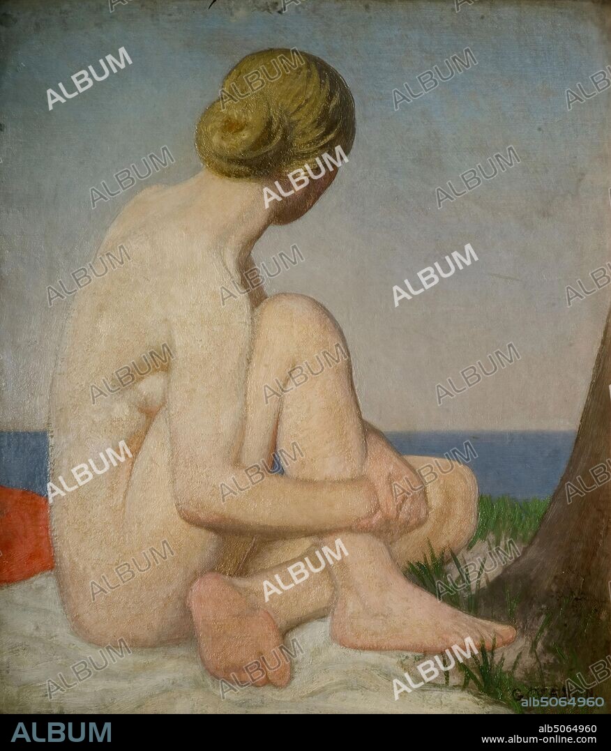 The Watcher, 1927-18 Sir George Clausen (d. 1944), Oil Painting, Nude, Female.